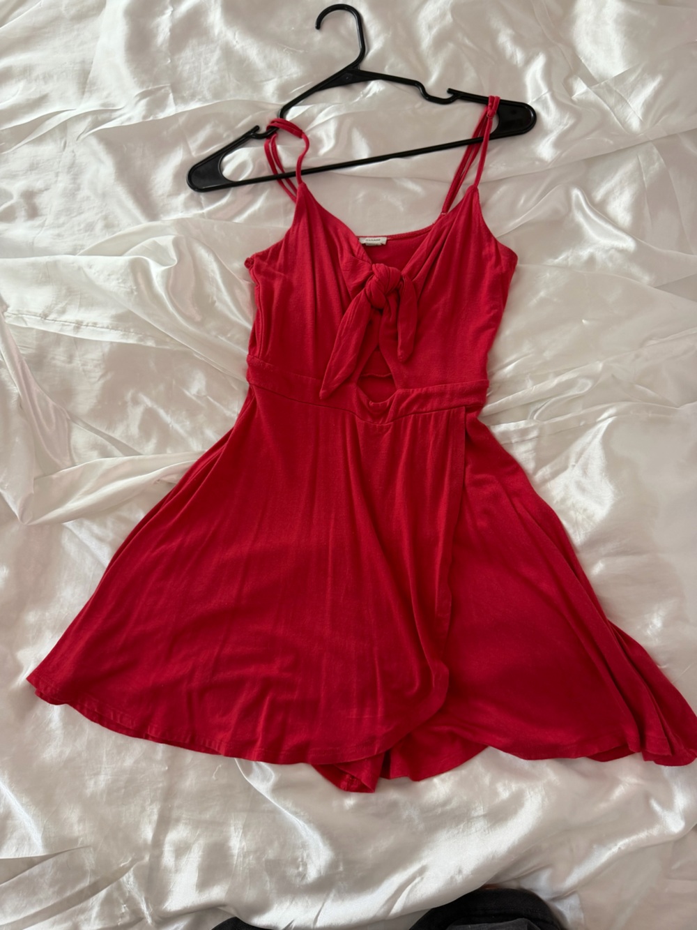 Garage Red One-Shoulder Tie-Front Dress